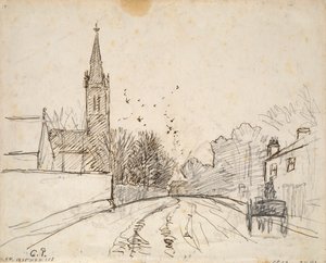 Studie af Upper Norwood, London, med All Saints Church, 1871 af Camille Pissarro