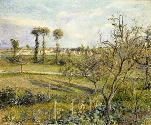 Solnedgang ved Valhermeil, nær Pontoise; Solnedgang ved Valhermeil, nær Pontoise, 1880 af Camille Jacob Pissarro