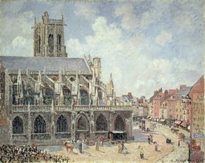 St. Jacques-kirken i Dieppe, morgensol af Camille Jacob Pissarro