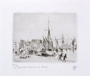 Havnen nær toldstedet i Rouen) af Camille Jacob Pissarro