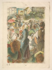 Markedet ved Gisors: Rue Cappeville, 1894-95. af Camille Pissarro