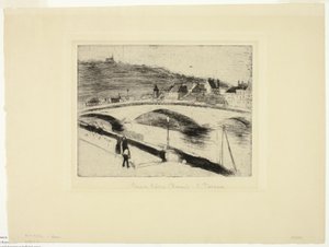 Stenbroen ved Rouen af Camille Pissarro