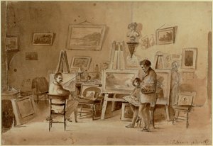 Kunstnerens atelier, Caracas, Venezuela Skitse ... af Camille Pissarro