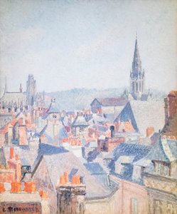 Tagene i det gamle Rouen, sollys af Camille Pissarro