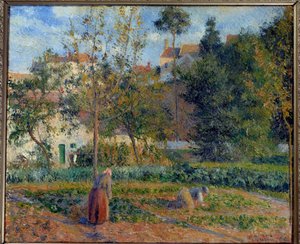 Grøntsagshave ved Eremitagen, Pontoise-maleri af Camille Pissarro (1830-1903) 1879 Søn. 0,55x0,65 m Paris, musee d