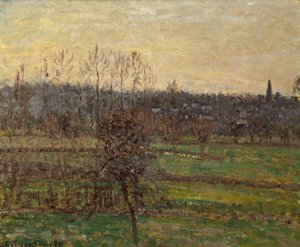 Udsigt over Bazincourt, vinter af Camille Pissarro