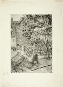 Kvinde tømmer en trillebør af Camille Pissarro