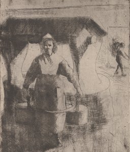 Kvinde ved en brønd, 1891. af Camille Pissarro
