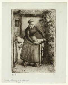Kvinde ved porten af Camille Pissarro