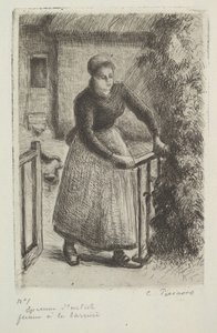 Kvinde ved porten, 1889. af Camille Jacob Pissarro