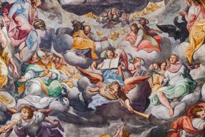Engle spiller musik, detalje af den sidste dom (fresco)