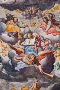 Engle spiller musik, detalje af den sidste dom (fresco) af Camillo Procaccini