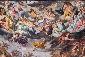 Engle spiller musik, detalje af den sidste dom (fresco)