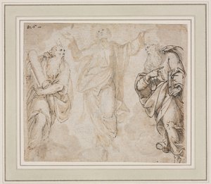The Transfiguration recto, Study of Hands verso, ca. 1590. af Camillo Procaccini