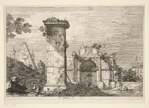 Landskab med ødelagte monumenter, fra serien Vedute (Views) af Canaletto (Giovanni Antonio Canal)