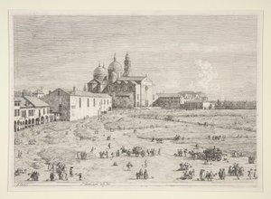 S. Giustina i Pr? della Valle, fra serien Vedute (Views) af Canaletto (Giovanni Antonio Canal)