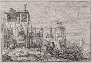 Ryttermonumentet, fra serien Vedute (Views) af Canaletto (Giovanni Antonio Canal)