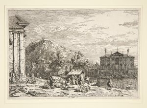 The Market at Dolo, fra serien Vedute (Views) af Canaletto (Giovanni Antonio Canal)