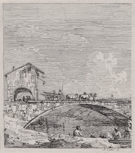 Vognen passerer over en bro, fra serien Vedute (Views) af Canaletto (Giovanni Antonio Canal)
