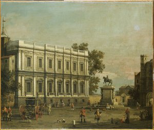 En Capriccio af bygninger i Whitehall, ca. 1754 af Giovanni Antonio Canal