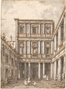 En venetiansk gårdhave i Procuratie Nuove af Canaletto
