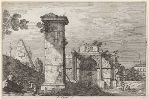 Landskab med ødelagte monumenter, ca. 17351746. af Canaletto