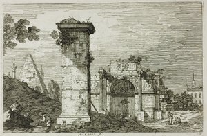 Landskab med ødelagte monumenter, fra Vedute af Canaletto