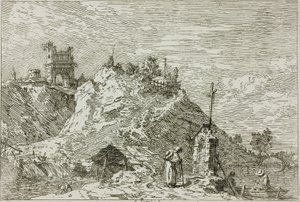 Landskab med Pilgrim ved Bønnen, fra Vedute af Canaletto