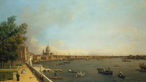 London. Themsen fra Somerset House Terrace mod byen, ca 1751 af Giovanni Antonio Canal