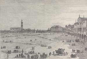 Prà della Valle: højre halvdel af pladsen i Prà della Valle i Padua, med Col ..., 1735-46.