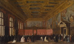 Modtagelse af udenlandske ambassadører i Dogepaladset, Venedig af Canaletto