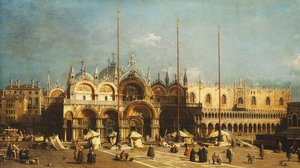 San Marco og Dogepaladset, Venedig, fra Piazza San Marco, ca. 1740