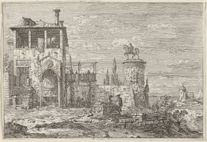 Ryttermonumentet, ca. 17351746. af Canaletto