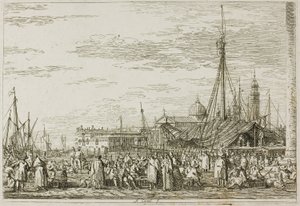 Markedet på Moloen, fra Vedute af Canaletto