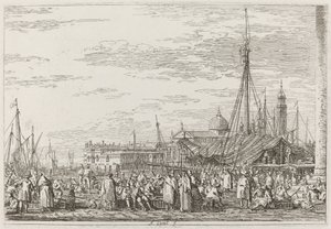 Markedet på Molo [øverst til venstre] af Canaletto