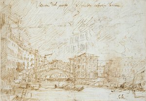 Venedig: Ponte di Rialto, midten af det 18. århundrede af Canaletto