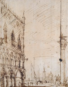 Venedig: Den sydvestlige vinkel af Dogepaladset, begyndelsen af det 18. århundrede af Canaletto