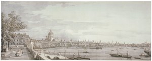 Udsigt over Themsen, London, c1750 af Canaletto