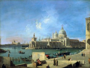 Udsigt over salutten fra indgangen til Canal Grande, Venedig, c1727-1728 af Giovanni Antonio Canal