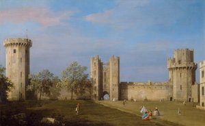Warwick Castle, East Front fra Outer Court, 1752 af Giovanni Antonio Canal