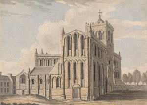 Nordvestudsigt over Castle Church, Hexham, Northumberland af Capt. Francis Grose