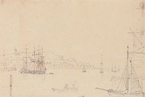 Skitse af skibe nær West Cowes, Isle of Wight af Capt. Thomas Hastings