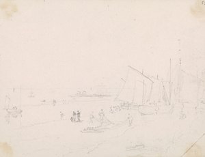 Skitse af en strandscene, Hastings af Capt. Thomas Hastings