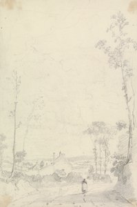 Skitse af et hus langs en hedevej af Capt. Thomas Hastings