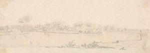Skitse af et landskab over vandet af Capt. Thomas Hastings