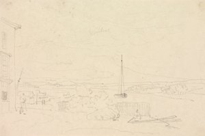 Skitse af et flodlandskab, Isle of Wight af Capt. Thomas Hastings