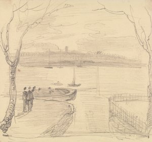 Skitseret udsigt fra East Cowes, West Cowes i det fjerne af Capt. Thomas Hastings