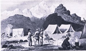 Camp in the Himalaya, fra British Adventure udgivet af Collins af Captain E. P. Campbell