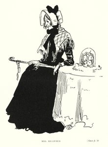 Dickens karakter: Mrs Micawber (litho)