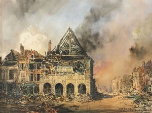 Peronne, ca. 1914-18 (akvarel) af Captain Edward Henry Handley-Read